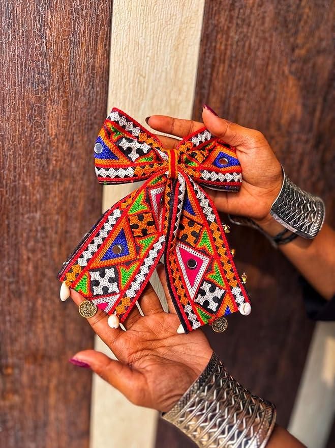 Navratri Special Bow Hair Accessories - Festive Hair Clips Combo Pack of 2