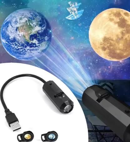 Galaxy Earth Rotating Night Lamp - USB LED Projection Light for Home Decor