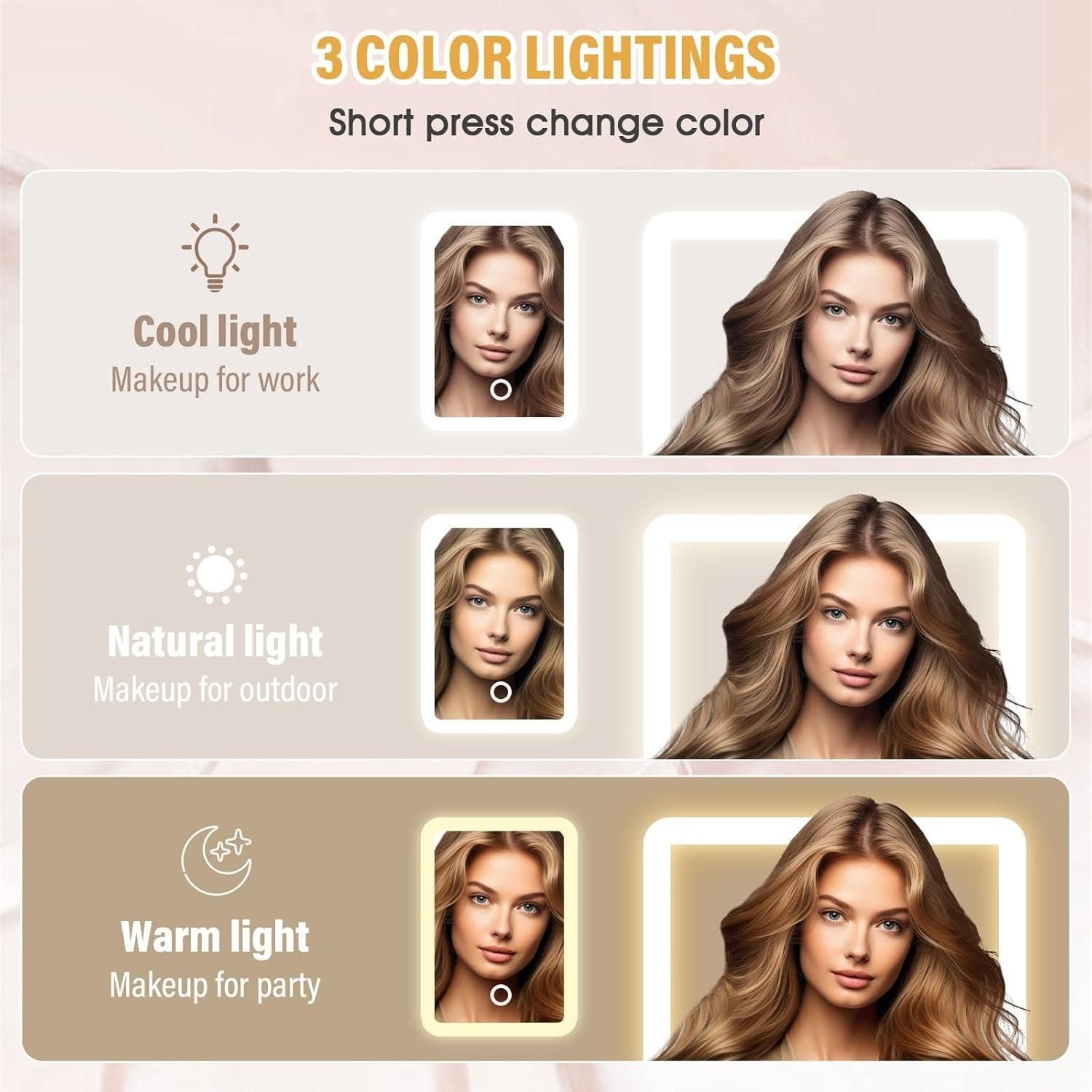 Premium Jewelry Box with LED Mirror - White Leather Organizer for Women