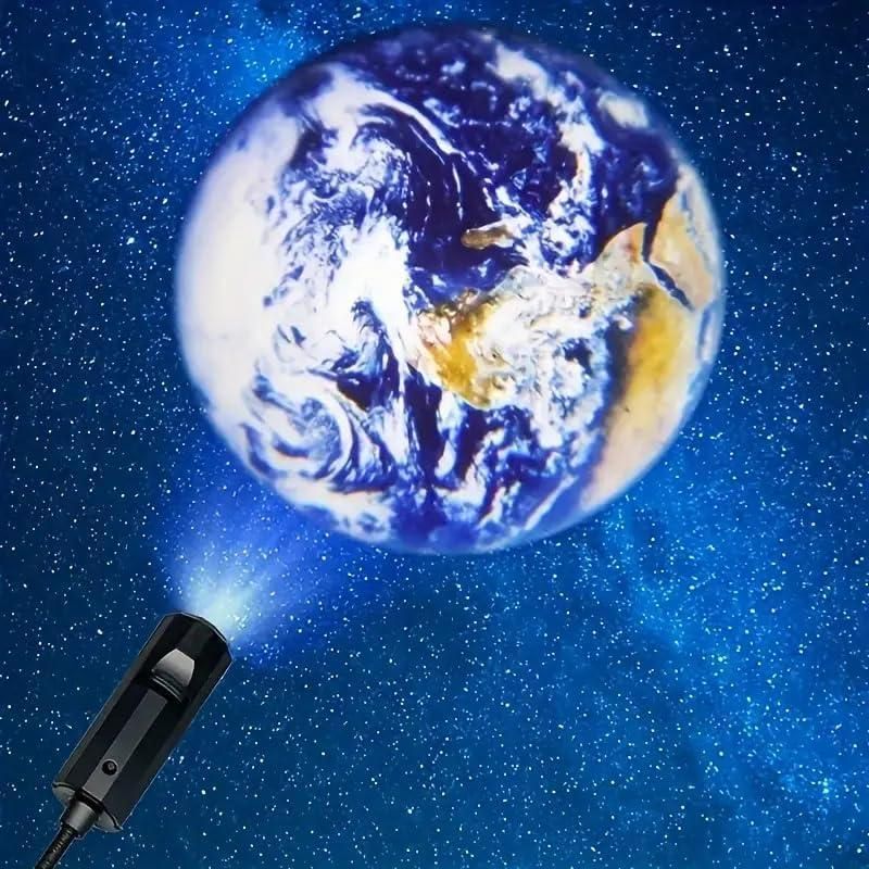 Galaxy Earth Rotating Night Lamp - USB LED Projection Light for Home Decor