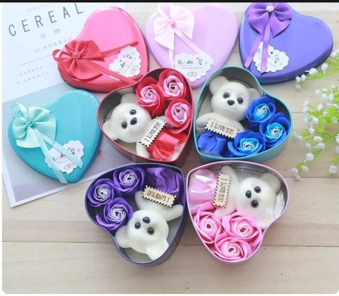 Romantic Rose Bear Gift Box - Artificial Flower Teddy for Valentine & Anniversary