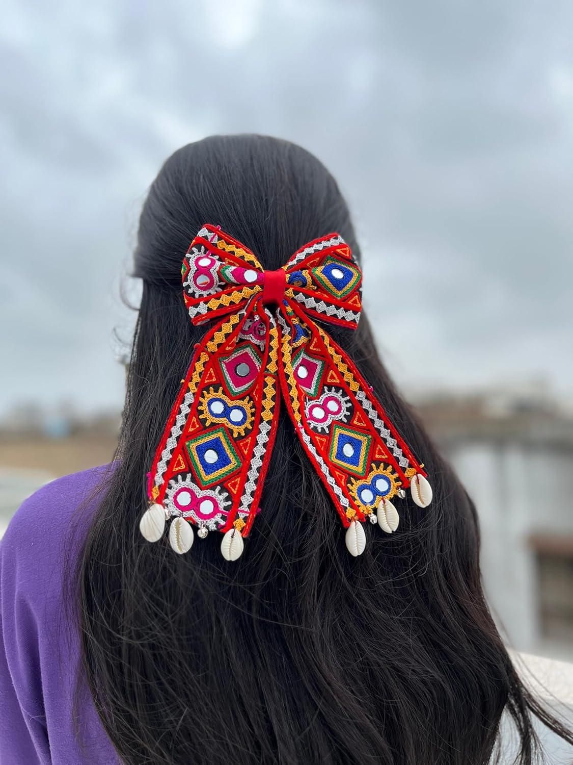Navratri Special Bow Hair Accessories - Festive Hair Clips Combo Pack of 2