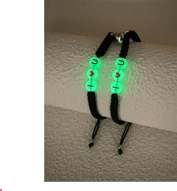 Couple Glow In The Dark Bracelets - Luminous Bead Matching Set for Him & Her (Pack of 2)