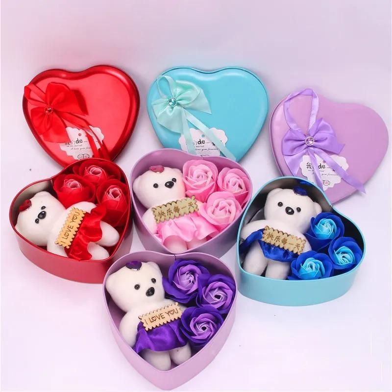 Romantic Rose Bear Gift Box - Artificial Flower Teddy for Valentine & Anniversary